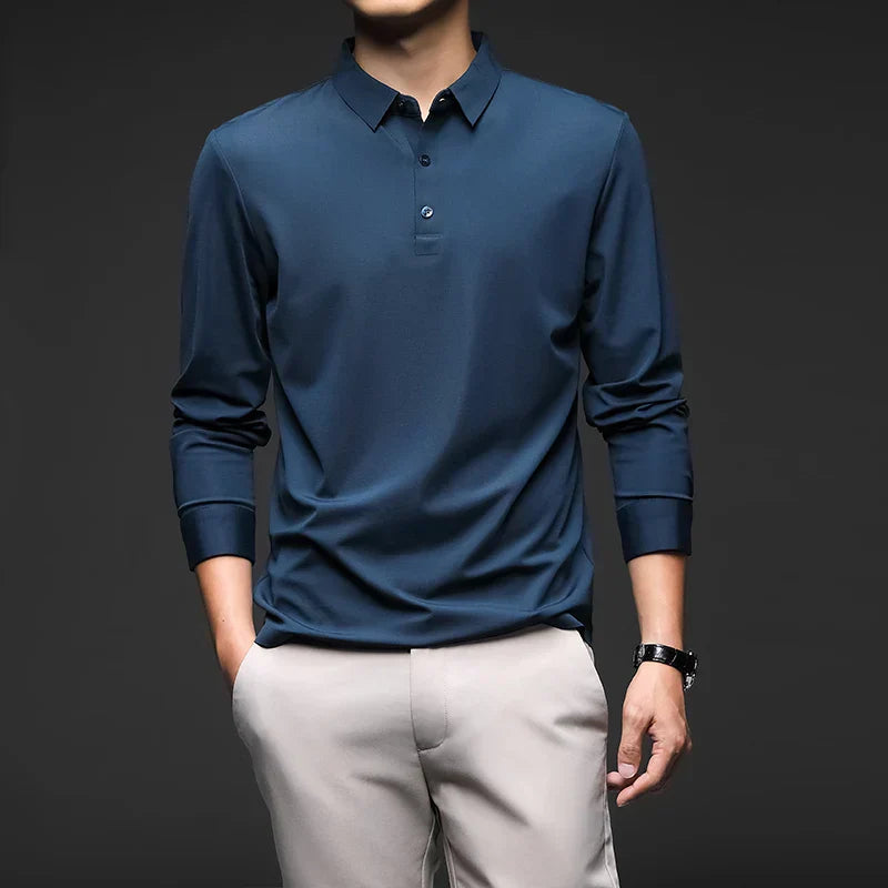 Men's Long Sleeve Polo Shirt HARTTMAN HT051 in Blue