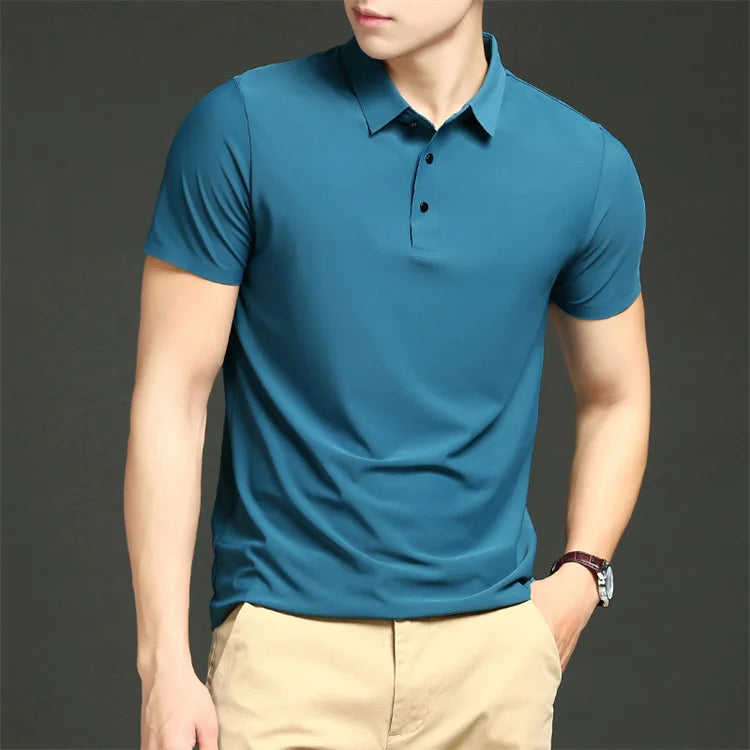 Men's Ice Silk Polo Shirt HARTTMAN HT342 in Light Blue