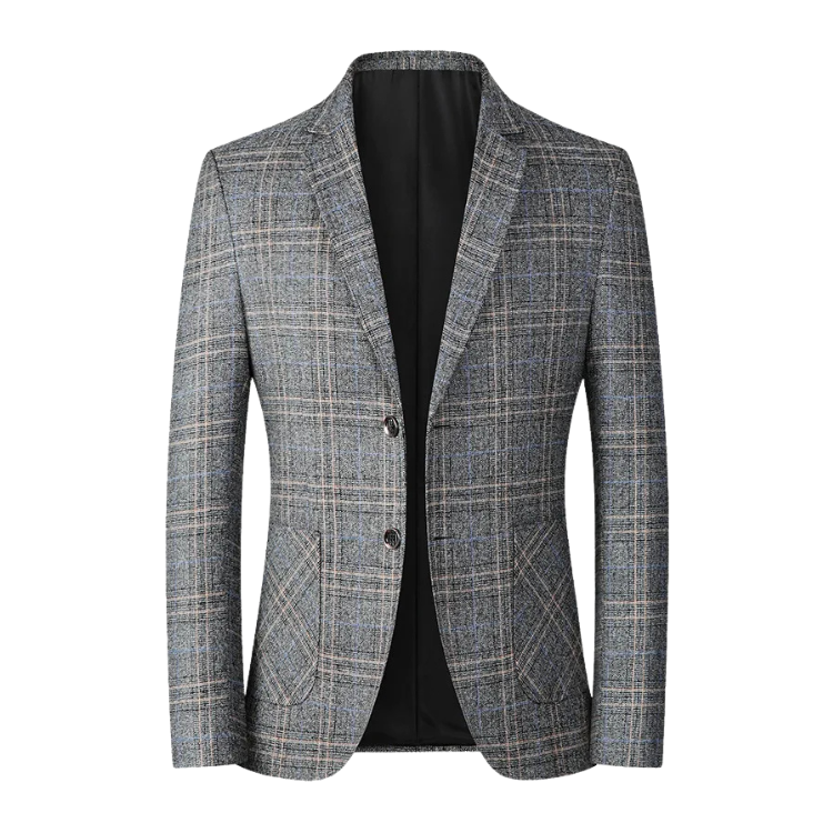 Men's Check Wool Blazer HARTTMAN HT356 in Grey