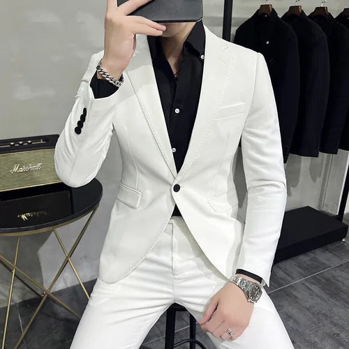 Men's Cotton Blazer HARTTMAN HT005 in White