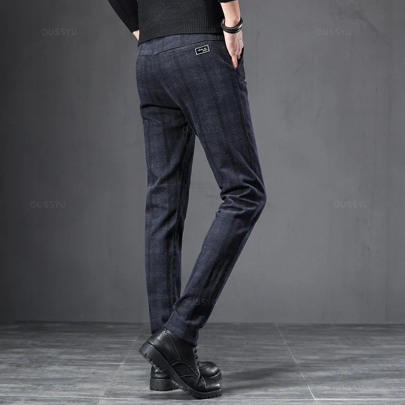 Men's Check Trousers HARTTMAN HT072 in Blue