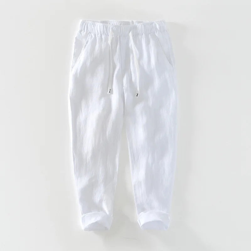 Men's Linen Trousers HARTTMAN HT376 in White