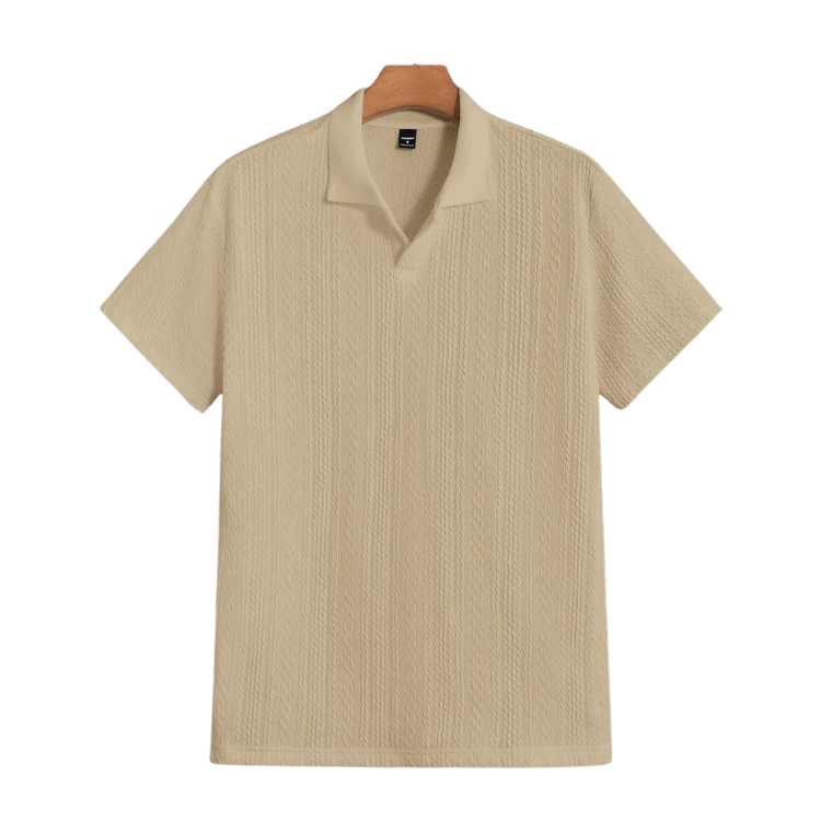 Textured Knit Polo Shirt HARTTMAN HT322 in Khaki