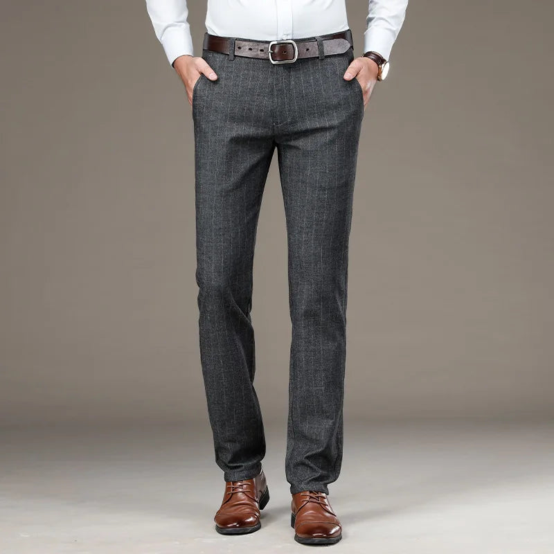 Men's Striped Formal Trousers HARTTMAN HT209 in Grey