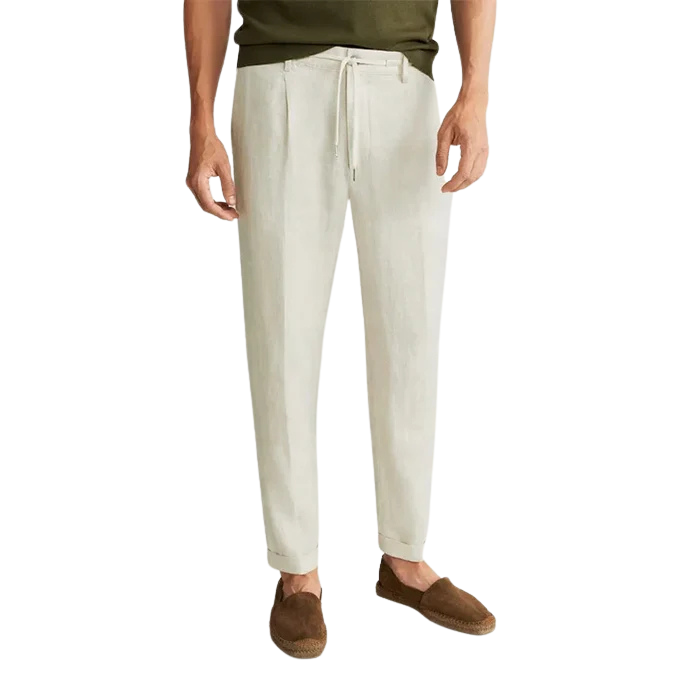Men's Linen Trousers HARTTMAN HT343 in Apricot