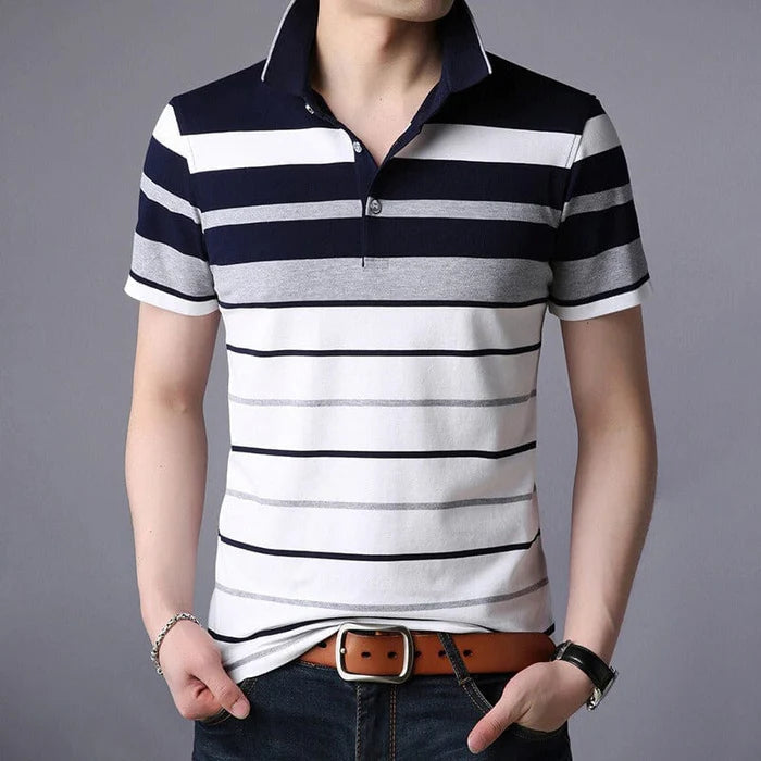 Men's Striped Polo Shirt HARTTMAN HT108 in Grey