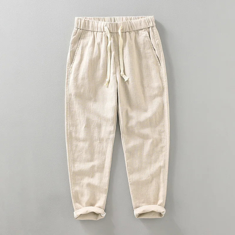 Men's Linen Trousers HARTTMAN HT323 in Khaki