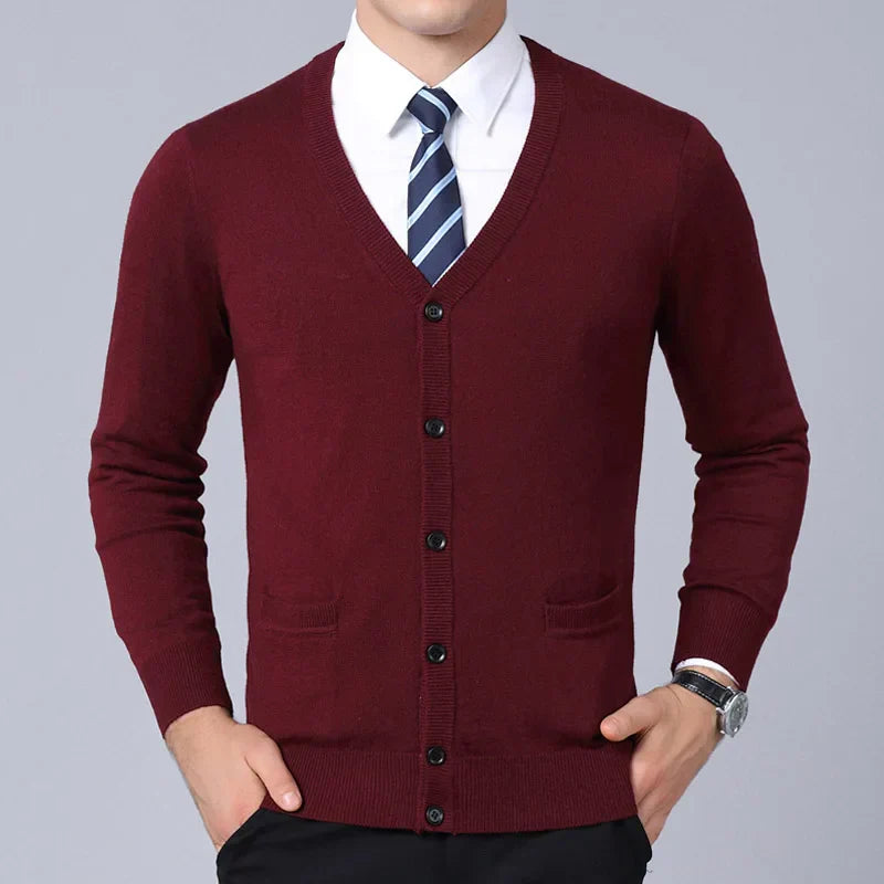Men's Slim Fit Wool Sweater HARTTMAN HT184 in Wine