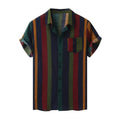 Men's Short Sleeve Button Up Shirt HARTTMAN HT081 in Striped