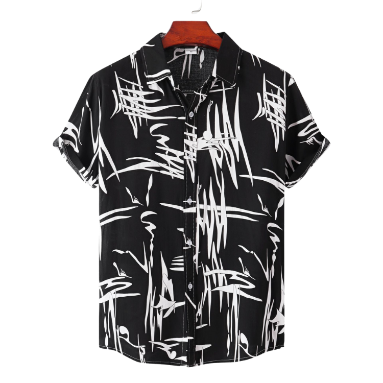 Men's Printed Cotton Shirt HARTTMAN HT396 in Black