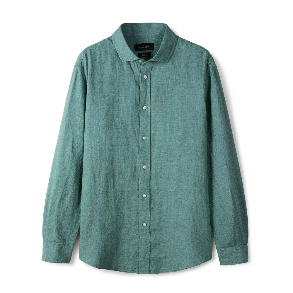 Men's Plain Linen Shirt HARTTMAN HT347 in Green