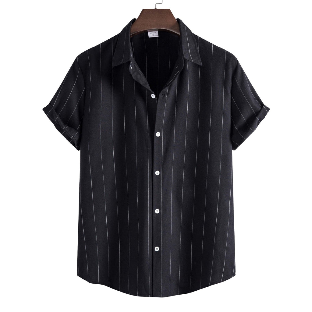 Men's Striped Cotton Shirt HARTTMAN HT401 in Black