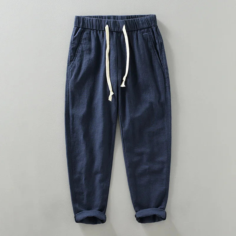 Men's Linen Trousers HARTTMAN HT323 in Blue