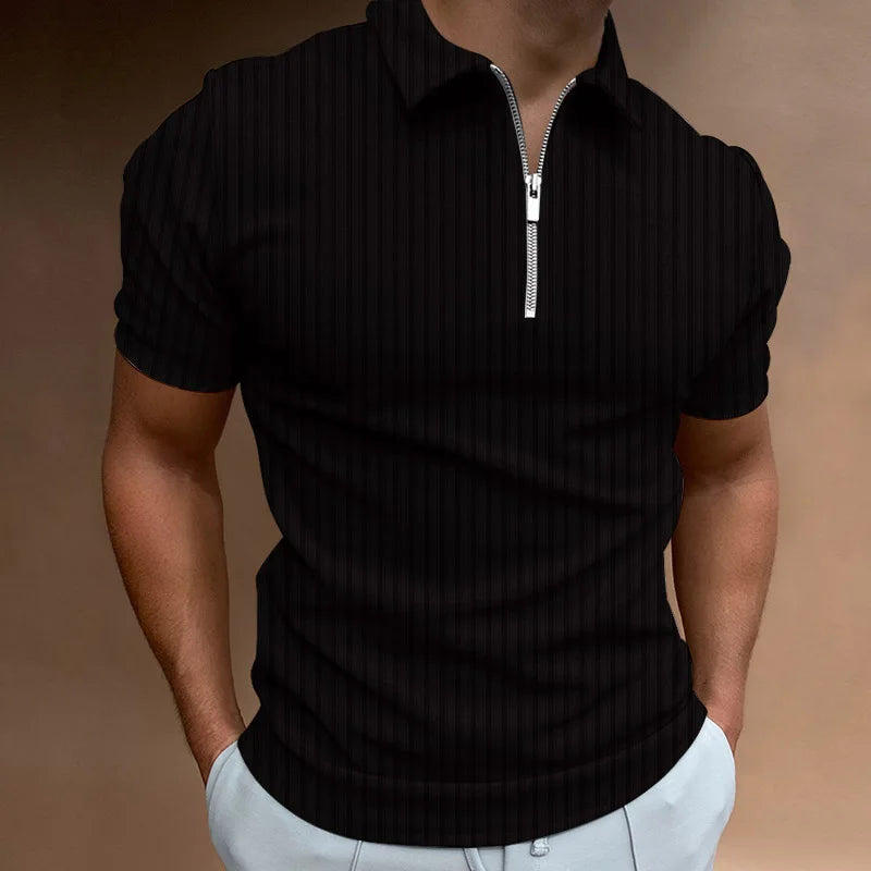 Men's Cotton Polo Shirt with Zip HARTTMAN HT101 in Black