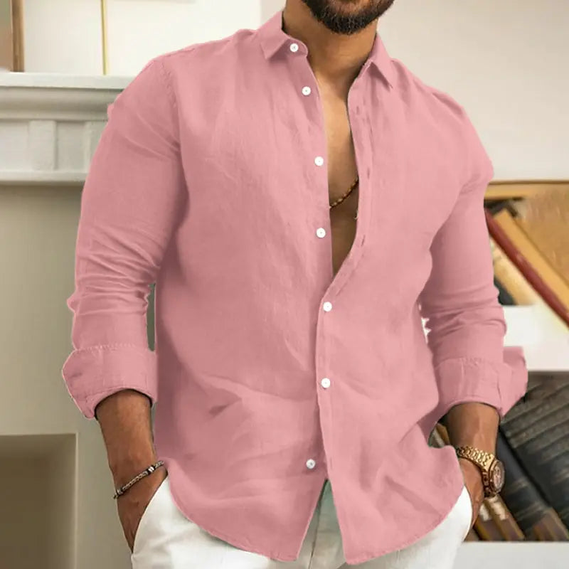 Premium Linen Shirt HARTTMAN HT337 in Pink