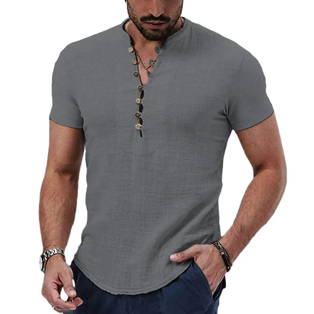 Men's Cotton and Linen Shirt HARTTMAN HT074 in Grey