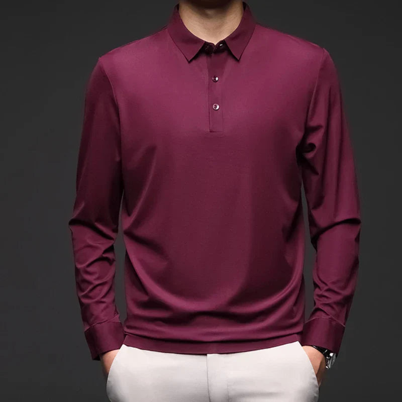 Men's Long Sleeve Polo Shirt HARTTMAN HT051 in Wine