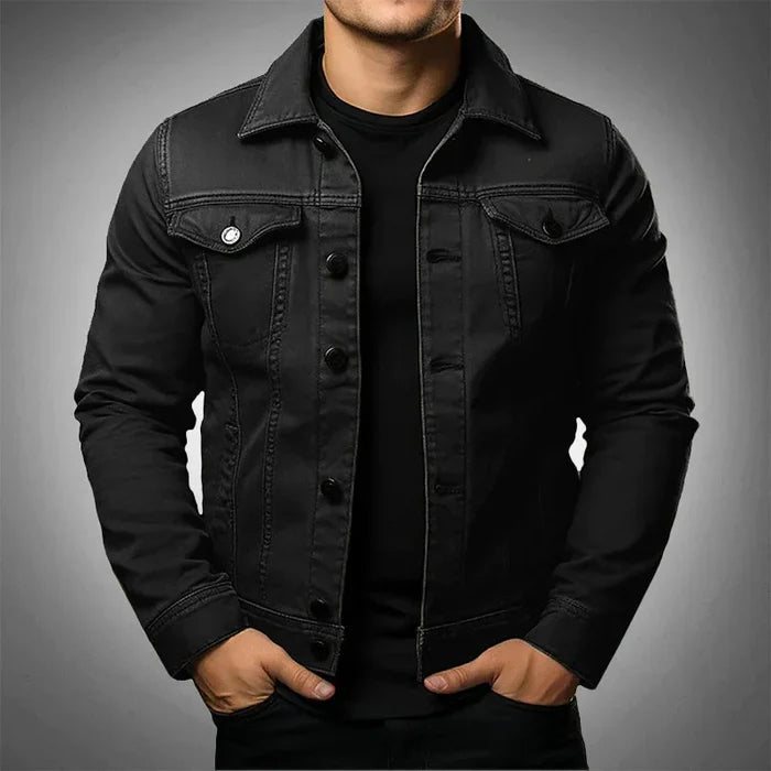 Men's Slim Denim Jacket HARTTMAN HT073 in Black