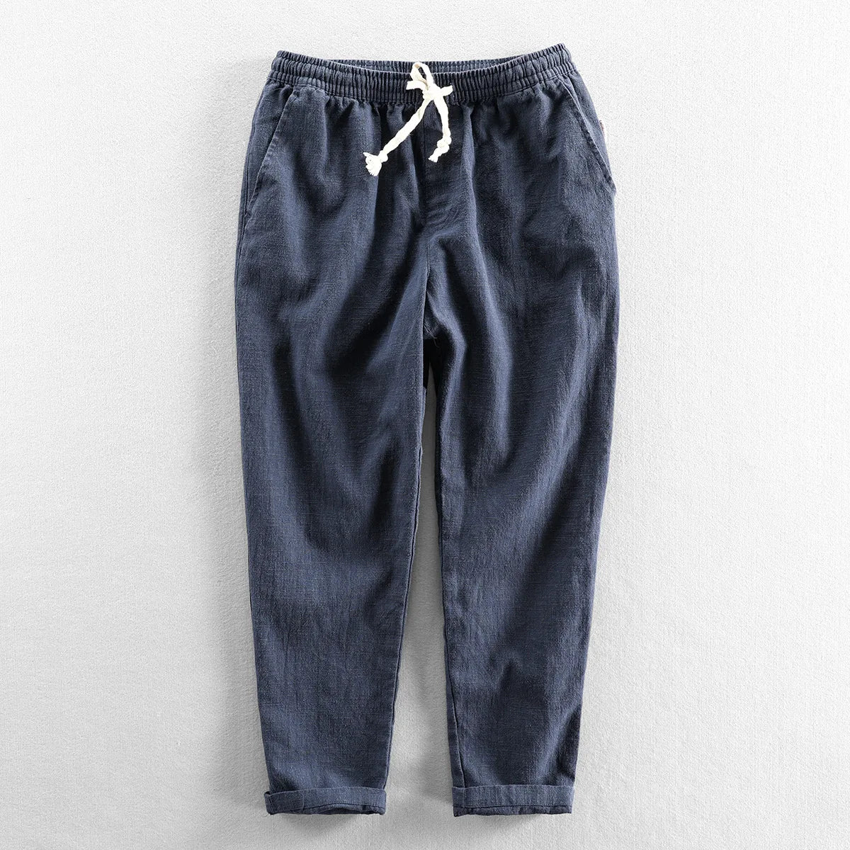 Men's Linen Trousers HARTTMAN HT007 in Navy Blue