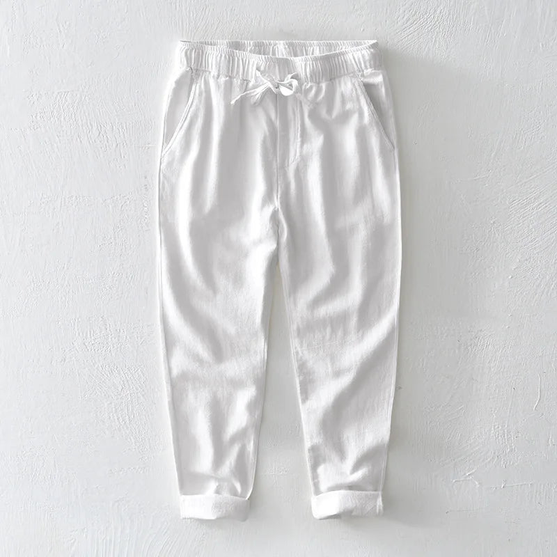 Men's Linen Trousers HARTTMAN HT377 in White
