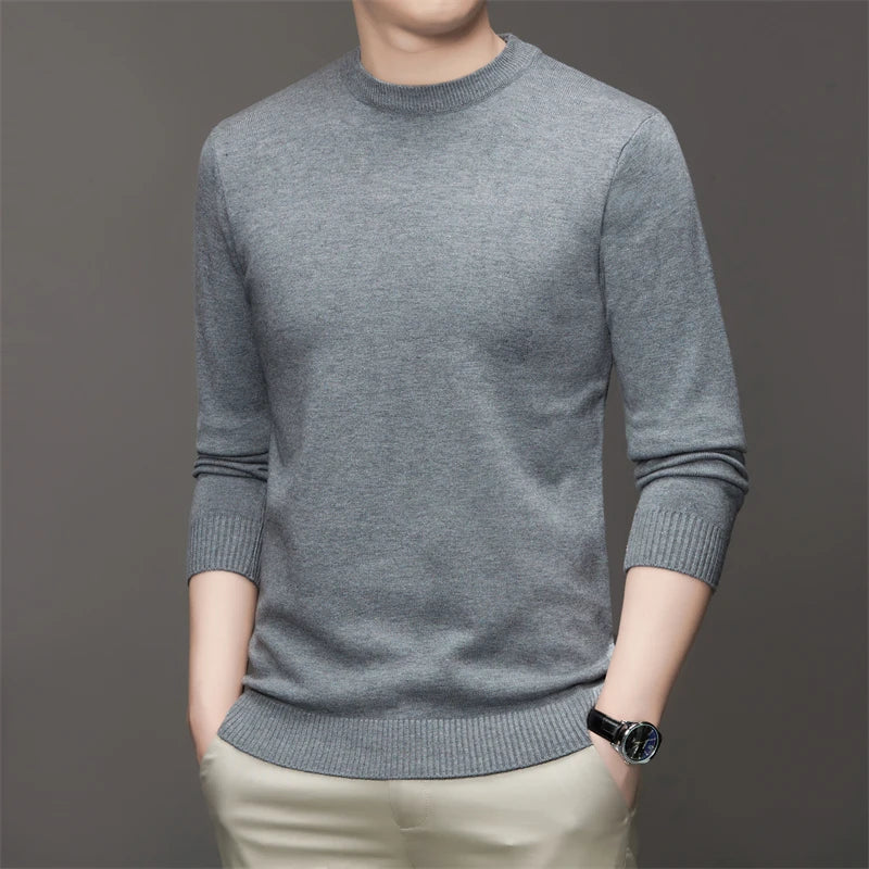 Men's Casual Round Neck Sweater HARTTMAN HT182 in Grey