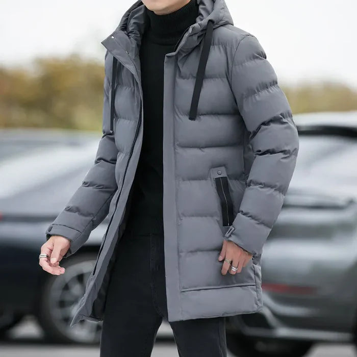 Men's Longline Puffer Jacket HARTTMAN HT076 in Grey