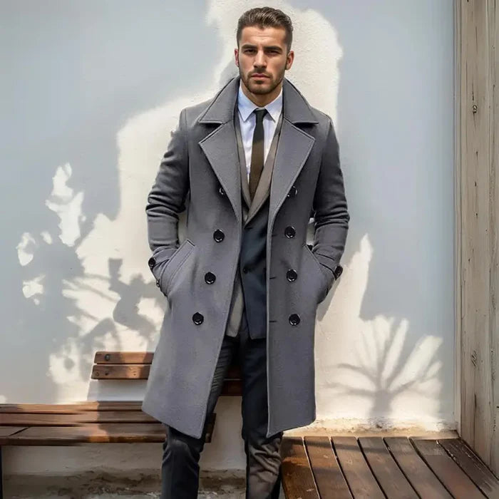 Men's Long Wool Overcoat HARTTMAN HT232 in Grey