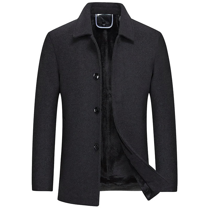Men's Short Wool Overcoat HARTTMAN HT211 in Black