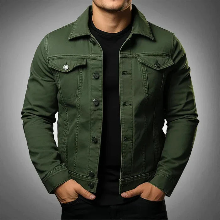 Men's Slim Denim Jacket HARTTMAN HT073 in Green