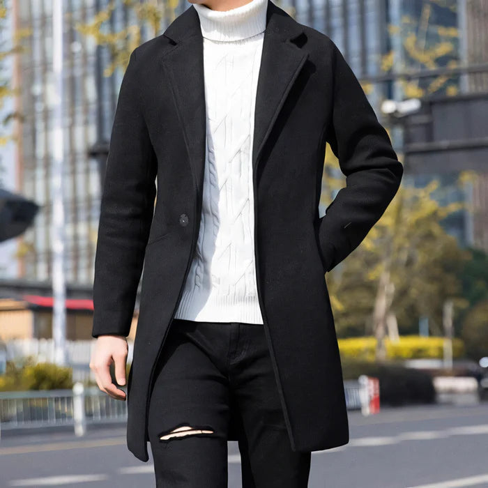Men's Wool Overcoat HARTTMAN HT214 in Black
