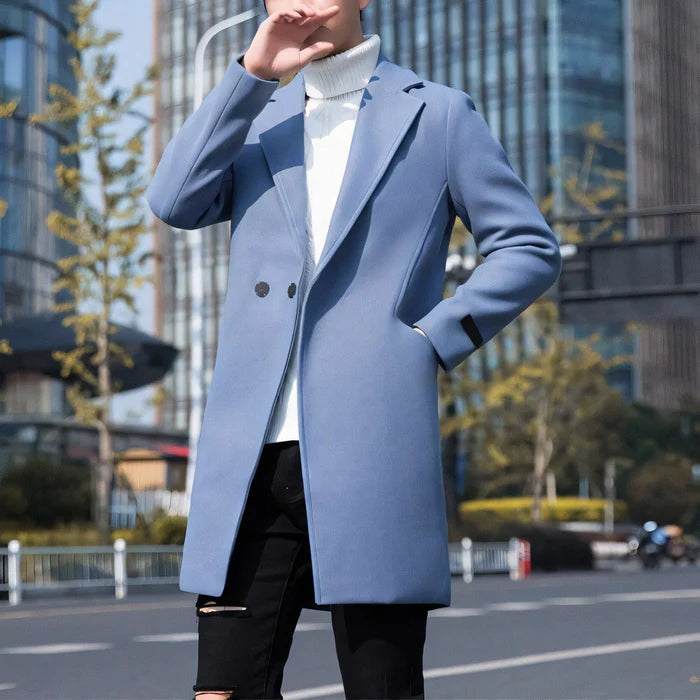 Men's Wool Overcoat HARTTMAN HT214 in Blue