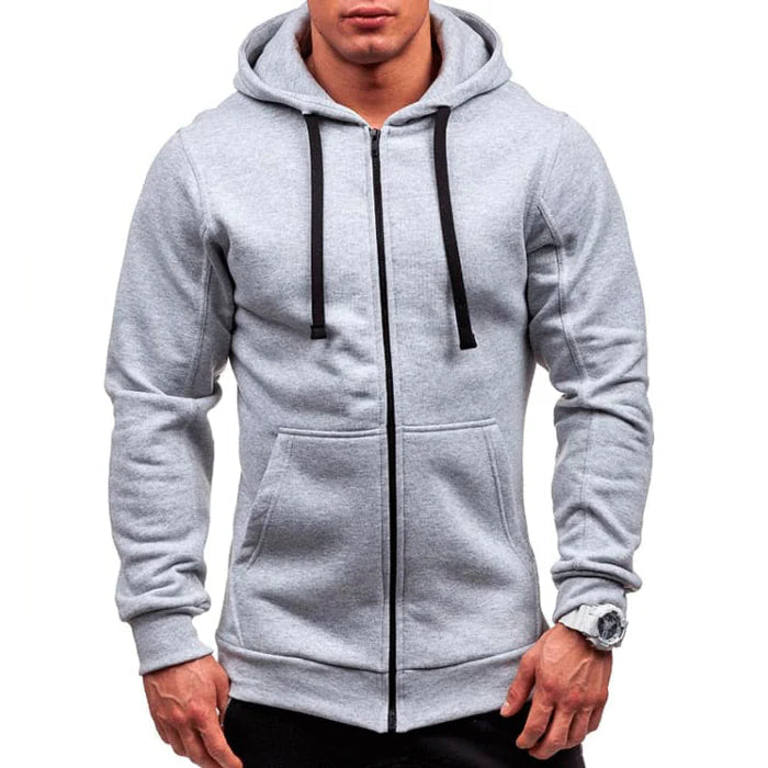 Men's Sweatshirt Jacket with Hood and Zip HARTTMAN HT092 in Grey