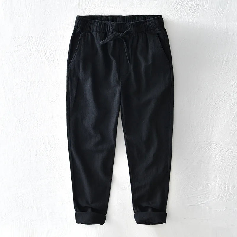 Men's Linen Trousers HARTTMAN HT377 in Black