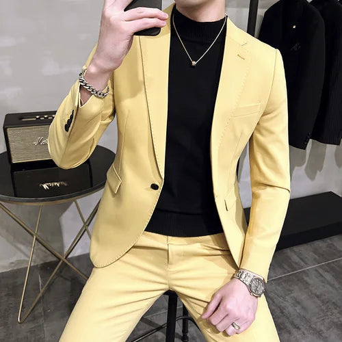 Men's Cotton Blazer HARTTMAN HT005 in Yellow