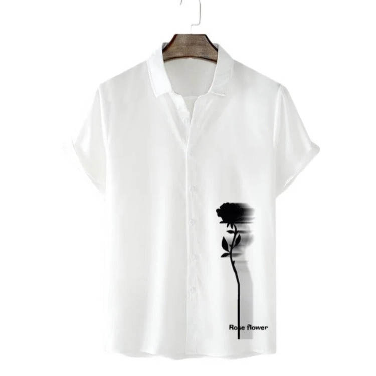 Men's Printed Cotton Shirt HARTTMAN HT395 in White
