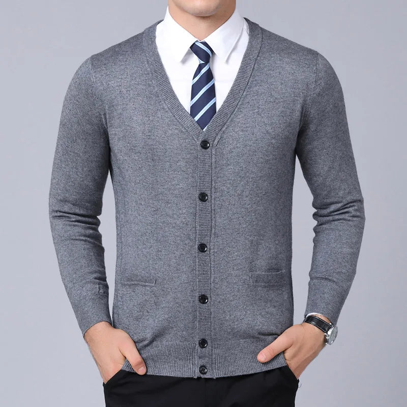 Men's Slim Fit Wool Sweater HARTTMAN HT184 in Grey