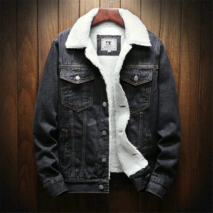 Men's Wool Lined Denim Jacket HARTTMAN HT097 in Grey