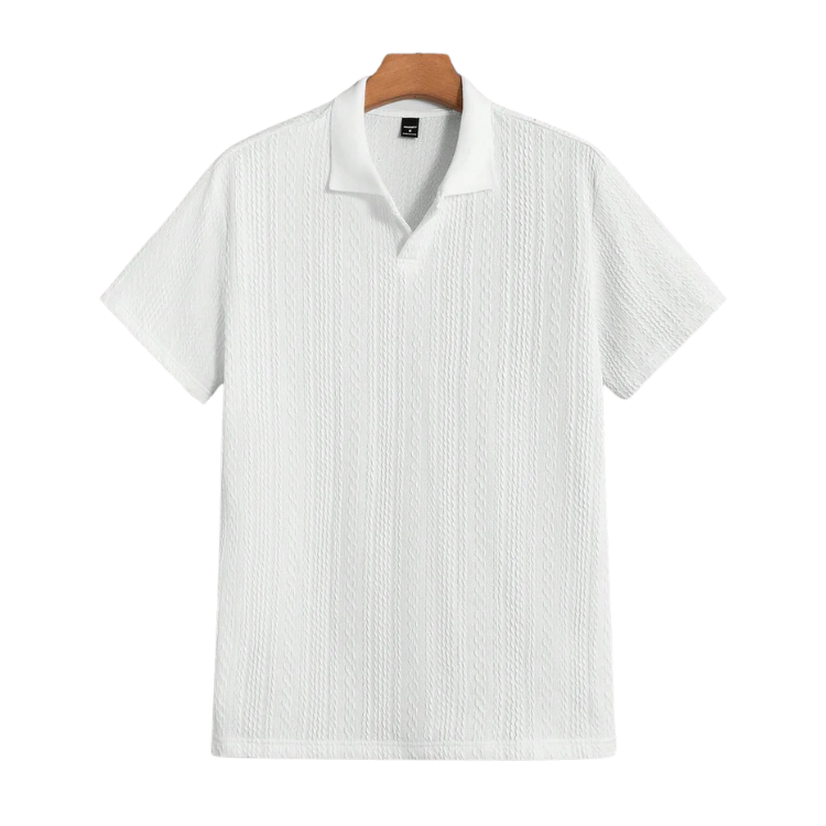 Textured Knit Polo Shirt HARTTMAN HT322 in White