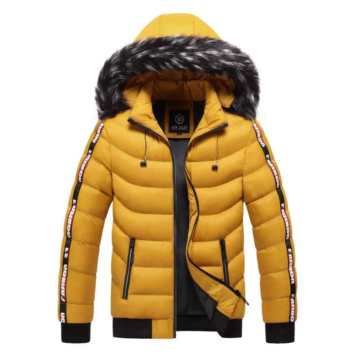 Men's Puffer Jacket with Lined Hood HARTTMAN HT112 in Yellow