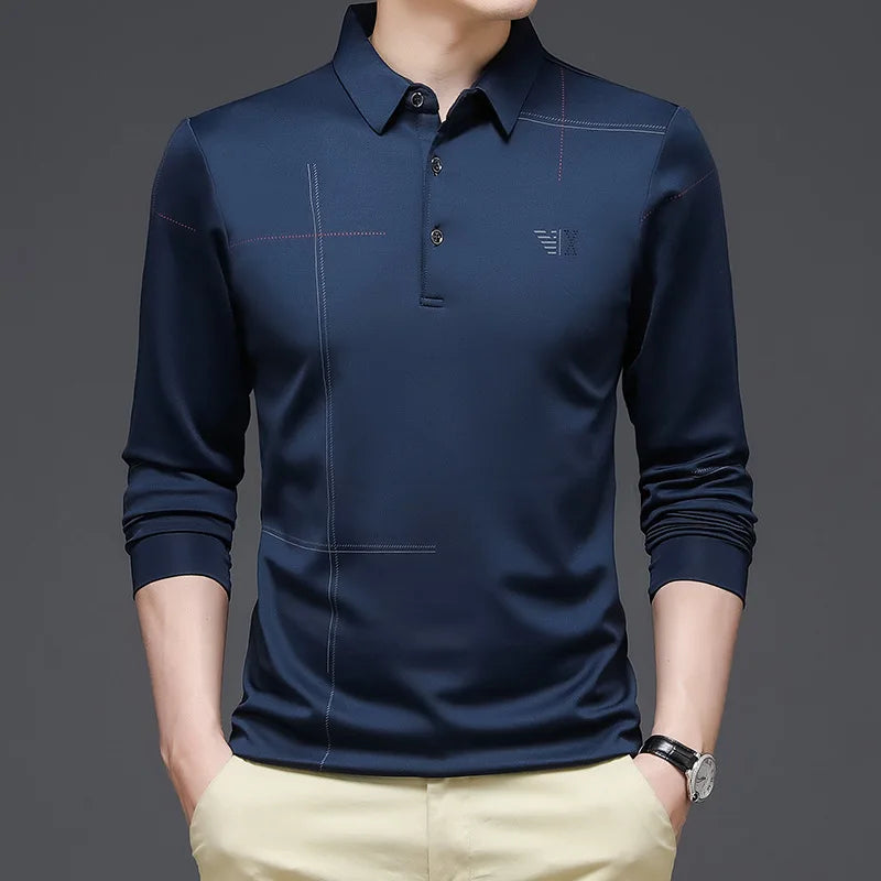 Men's Long Sleeve Polo Shirt HARTTMAN HT052 in Blue