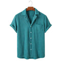 Men's Striped Cotton Shirt HARTTMAN HT094 in Dark Green