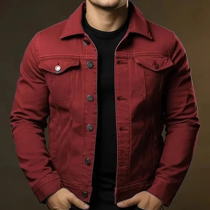 Men's Slim Denim Jacket HARTTMAN HT073 in Red