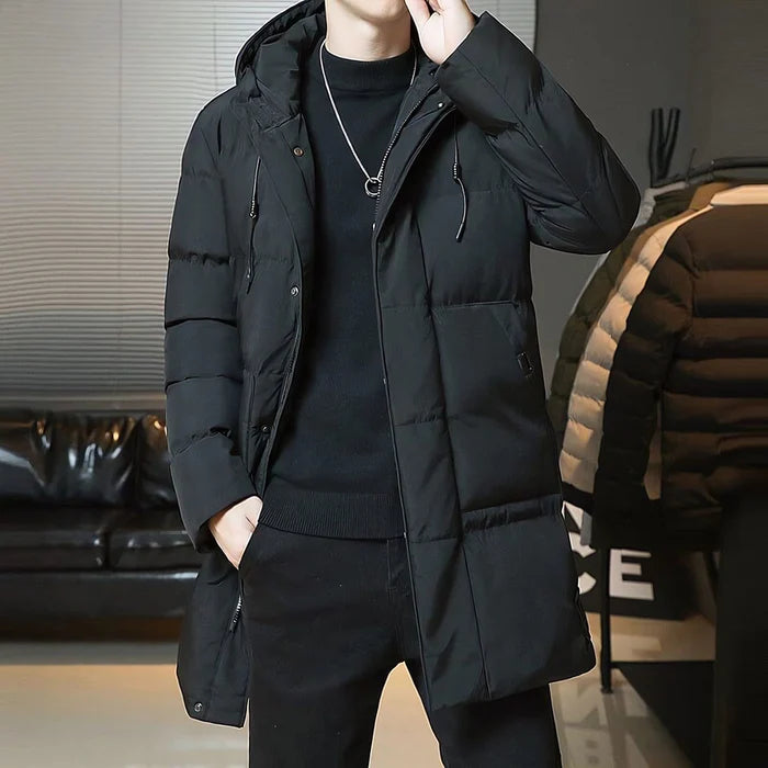 Men's Wool Puffer Overcoat HARTTMAN HT215 in Black