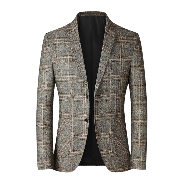 Men's Check Wool Blazer HARTTMAN HT356 in Yellow