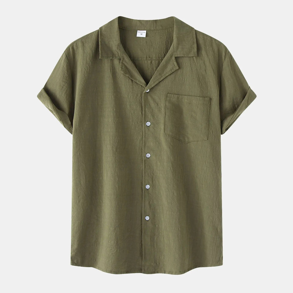 Men's Linen Shirt HARTTMAN HT397 in Green