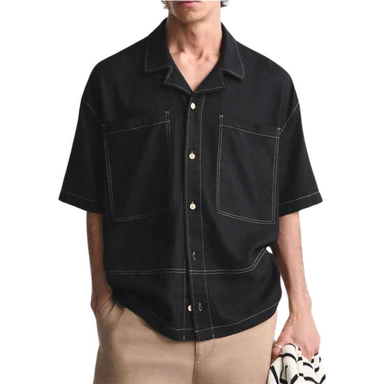Men's Contrast Linen Shirt HARTTMAN HT361