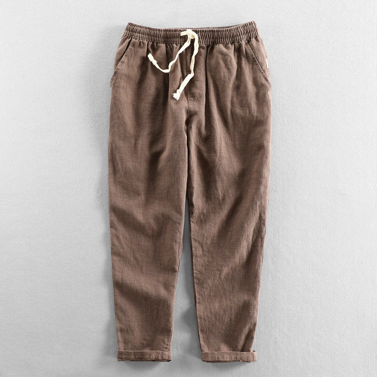 Men's Linen Trousers HARTTMAN HT007 in Brown