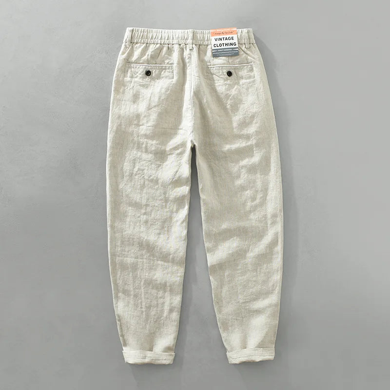 Men's Linen Trousers HARTTMAN HT378 in Khaki