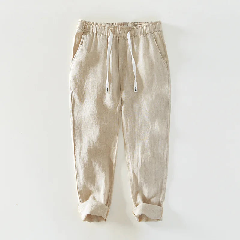 Men's Linen Trousers HARTTMAN HT376 in Khaki