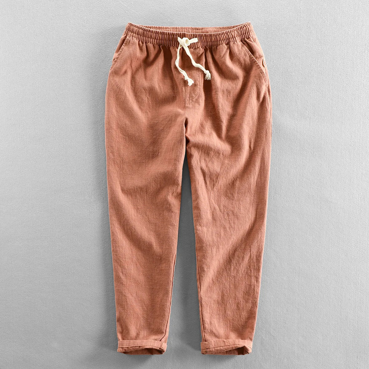 Men's Linen Trousers HARTTMAN HT007 in Orange